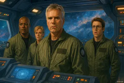 «Звёздные врата: SG-1», сезон 6, серия 11 - «Прометей. Часть 1» корабль среди звёзд